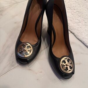 Tory Burch Black Peep Toe Heels